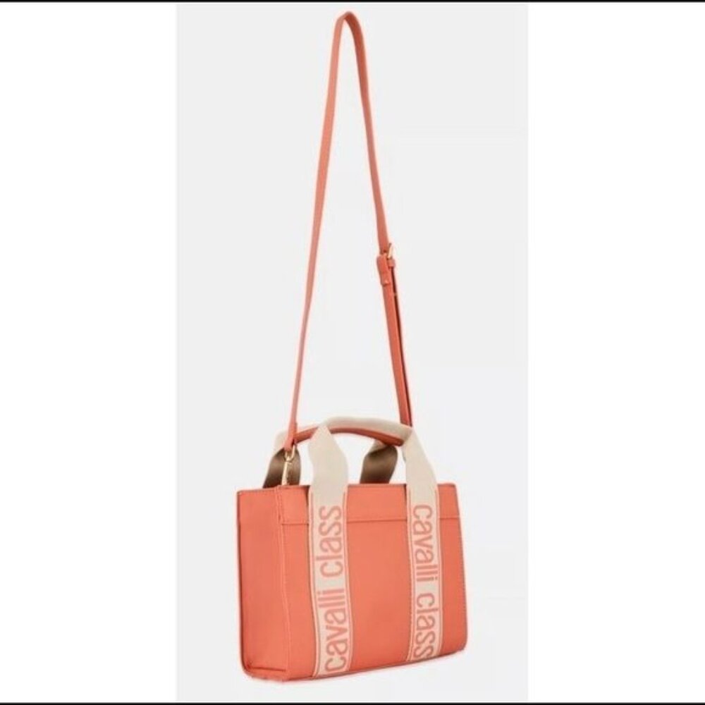 Cavalli Class Coral Haze Handbag With Adjustable Strap & Canvas Handles Designer - Picture 2 of 6
